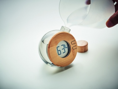 Logo trade reklaamtoote pilt: Vee jõul töötav bambusest LCD kell