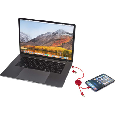 Logotrade ärikingituse foto: Punane Alasia 5-in-1 taaskasutatud alumiiniumist ja plastikust kiirlaadimiskaabel