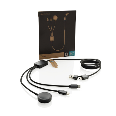 Logo trade ärikingituse pilt: Terra RCS rPET 6-in-1 laadimiskaabel koos kellalaadijaga