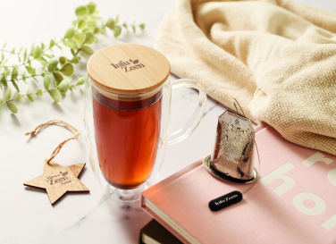 Logotrade firmakingid pilt: Topeltseinaga klaasist kruus kaanega 450ml