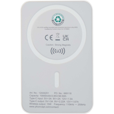 Logotrade reklaamkingituse foto: Acrab 10 000 mAh 15W magnetiline juhtmevaba varupank 20W PD-ga - valmistatud taaskasutatud plastist