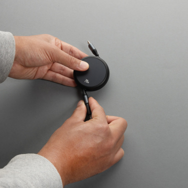 Logo trade reklaamtoote pilt: Terra RCS alumiiniumist sissetõmmatav 240W 2-in-1 kaabel