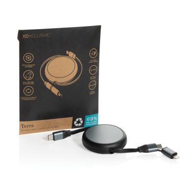 Logotrade reklaamkingi foto: Terra RCS alumiiniumist sissetõmmatav 240W 2-in-1 kaabel