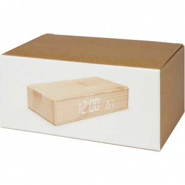 Logotrade mainoslahja ja liikelahja kuva: Minata bambuinen langaton laturi kellolla