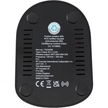 Logo trade mainostuotet tuotekuva: Loop 15 W:n langaton kaksisuuntainen latausteline RCS-kierrätetystä muovista