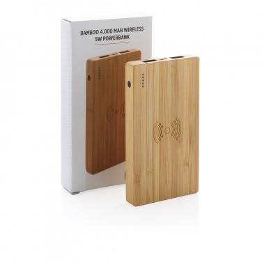 Logotrade liikelahjat kuva: Bamboo 4000 mAh:n langaton 5W varavirtalähde
