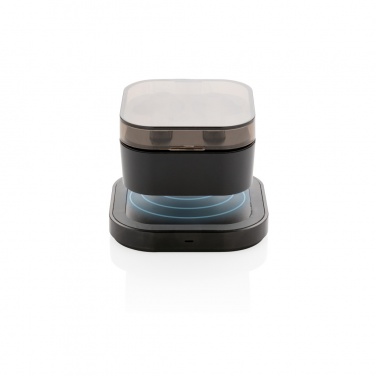 Logo trade mainostuotet tuotekuva: Mustat TWS-kuulokkeet ja langaton latauskotelo