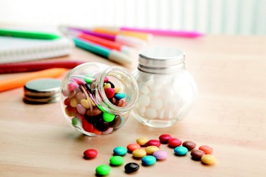 Logotrade liikelahjat kuva: Suklaapastilleja lasipurkissa