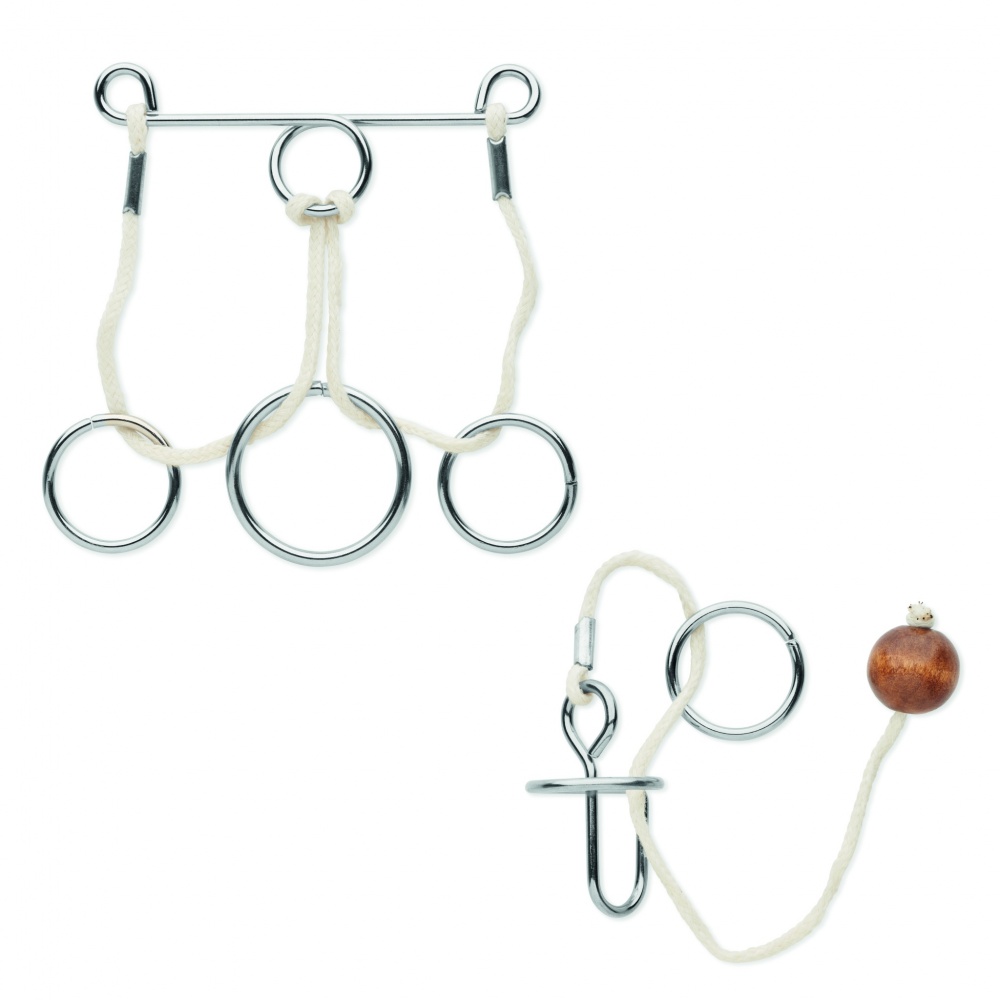 Logo trade mainoslahja ja liikelahja tuotekuva: 2 metallista pulmapeliä