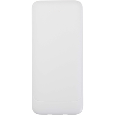 Logo trade mainostuotet tuotekuva: Adhil 10 000 mAh:n ja 10 W:n kierrätetystä muovista valmistettu varavirtalähde, jossa on kaksi sisäänrakennettua kaapelia