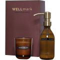 Wellmark Discovery 250 ml:n käsisaippua-annostelija ja 150 g:n tuoksukynttiläsetti, Kastanjanruskea