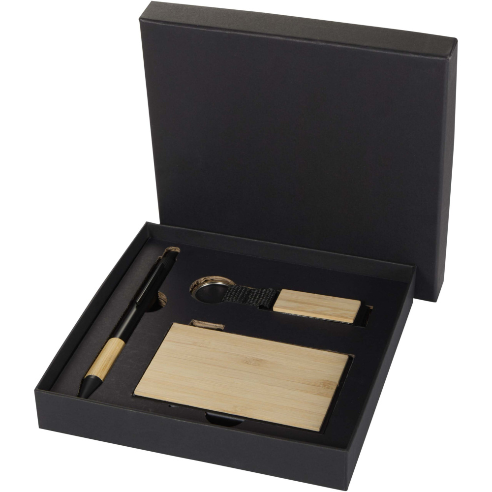 Logo trade mainostuotet tuotekuva: Minka RCS-kierrätetystä alumiinista valmistettu kuulakärkikynän, avaimenperän ja RFID-korttikotelon lahjasetti