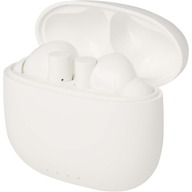 Logotrade liikelahja mainoslahja kuva: Alterf kierrätysmuovista valmistetut langattomat True Wireless Bluetooth® -kuulokkeet silikonisilla korvasovittimilla