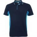 Montmelo unisex sportinis polo trumpomis rankovėmis, Tamsiai mėlyna / dangaus mėlyna