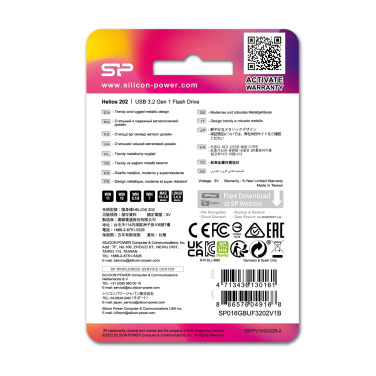 Логотрейд pекламные cувениры картинка: Флешка Silicon Power HELIOS 202, 3.2 Gen 1, 16 ГБ